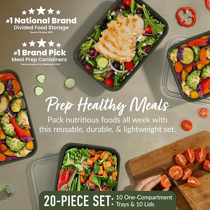 Bentgo Prep - 20-Piece 1-Compartment Reusable Meal Prep Containers