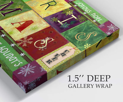 Renditions Gallery Happy Xmas Modern Wall Prints Holiday Christmas Blocks Canvas Artwork Wall Hanging Modern Prints for Bedroom Dining Living Room Office Home Kitchen Wall Decor - 32"X48" LT18