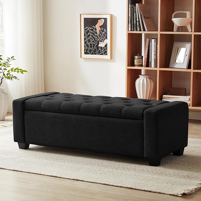 Huatean Home 48" Ottoman with Storage, Upholstered Entryway Bench with Seating