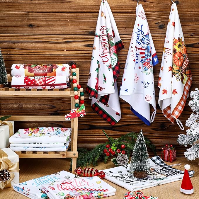 12 Pcs Seasonal Kitchen Towels Set