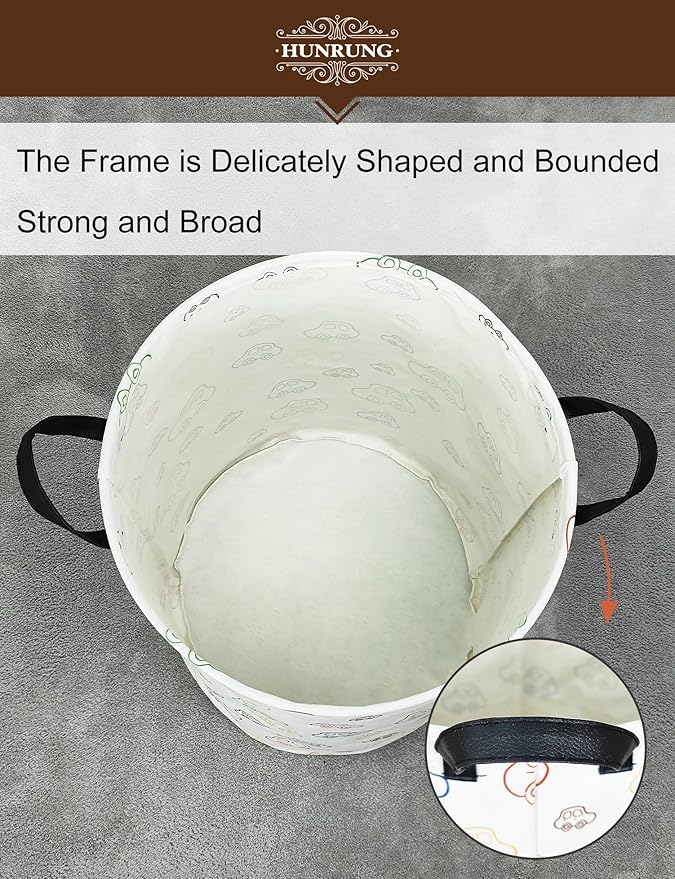 HUNRUNG Laundry Hamper, Large Canvas Fabric Lightweight Storage Basket Toy