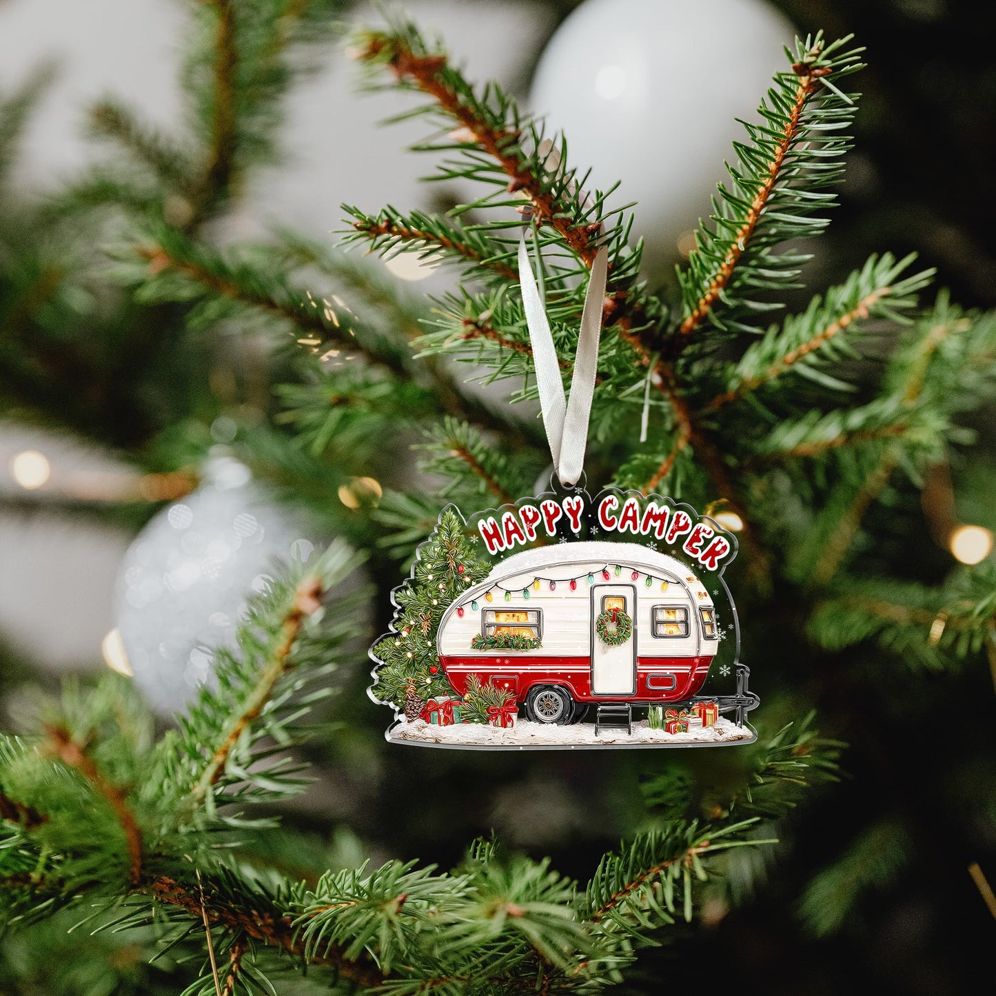 TUMSHANIP Camping Ornament - Camping Christmas Ornaments, Camper Ornaments for Christmas Tree - Camping Gifts for Friends, Couples, Women - Campers Gifts - Acrylic Ornament 2025