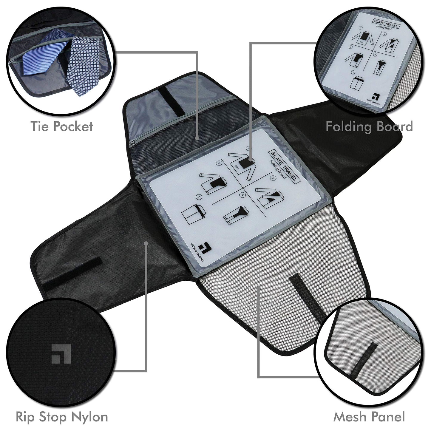 Slate Travel Garment Folder - 17" Packing Folder - Wrinkle Free Luggage Organizer