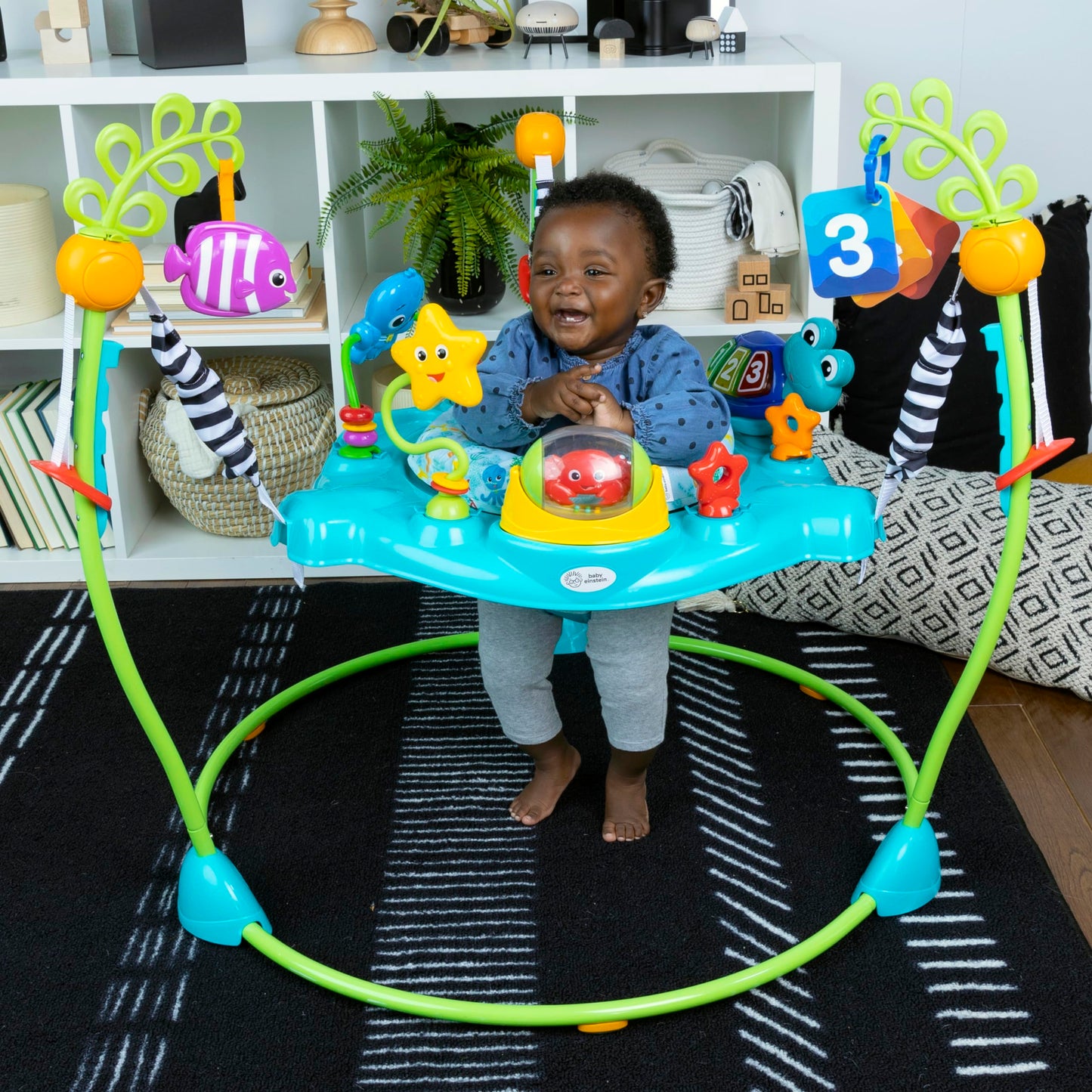Baby Einstein, Ocean Explorers Curiosity Cove 2-in-1 Educational Activity Jumper and Floor Toy, Ages 6-12 Months