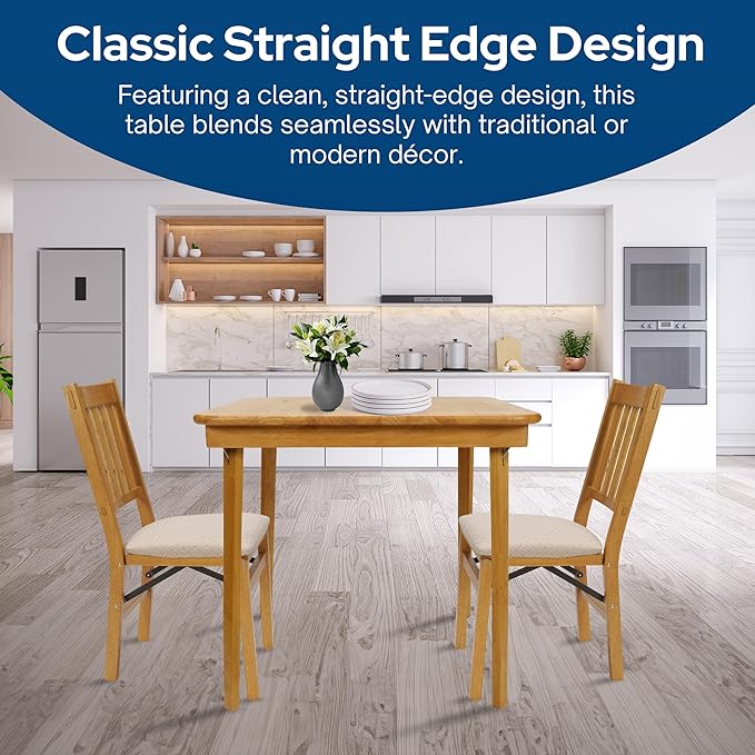 MECO Stakmore Classic Straight Edge Square Wood Folding Card Table, Oak