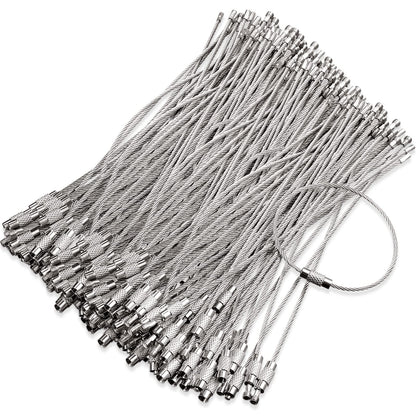 Hotop 150 Pcs Wire Keychain Cable Bulk Stainless Steel Key Rings Loop Wire Cable Braided Steel Keychain(4 Inch,Silver)