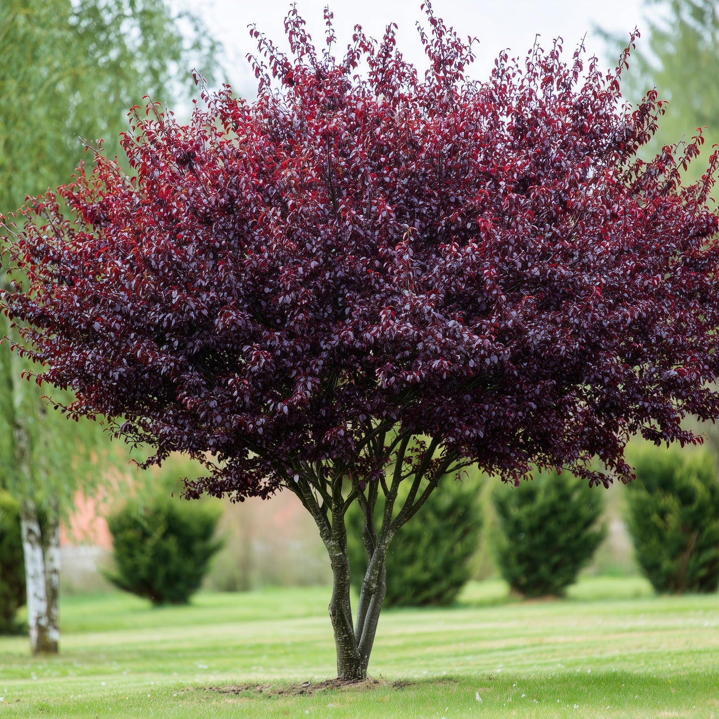 2 Purpleleaf Sand Cherry Shrubs/Trees - 36-48" Tall Live Plants - Purple Leaf Cistena Plum Bushes - Prunus x cistena - (2 Pack)