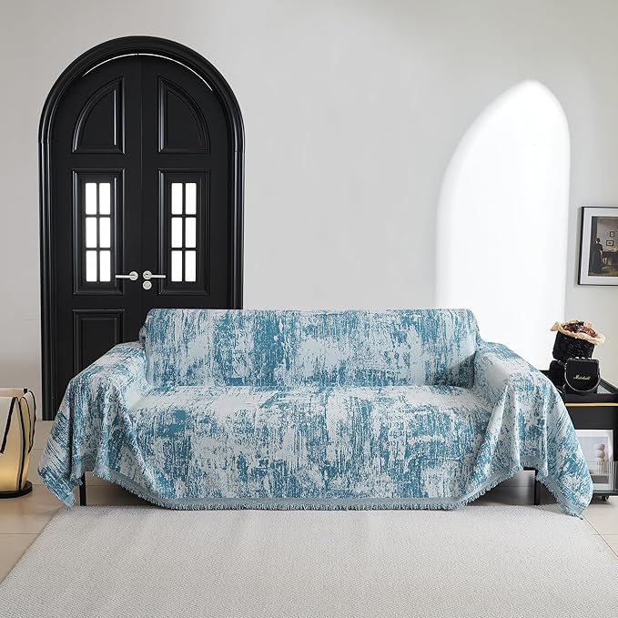 MYSKY HOME Couch Cover for Sectional Sofa Set Sage Geometric Furniture Sofa