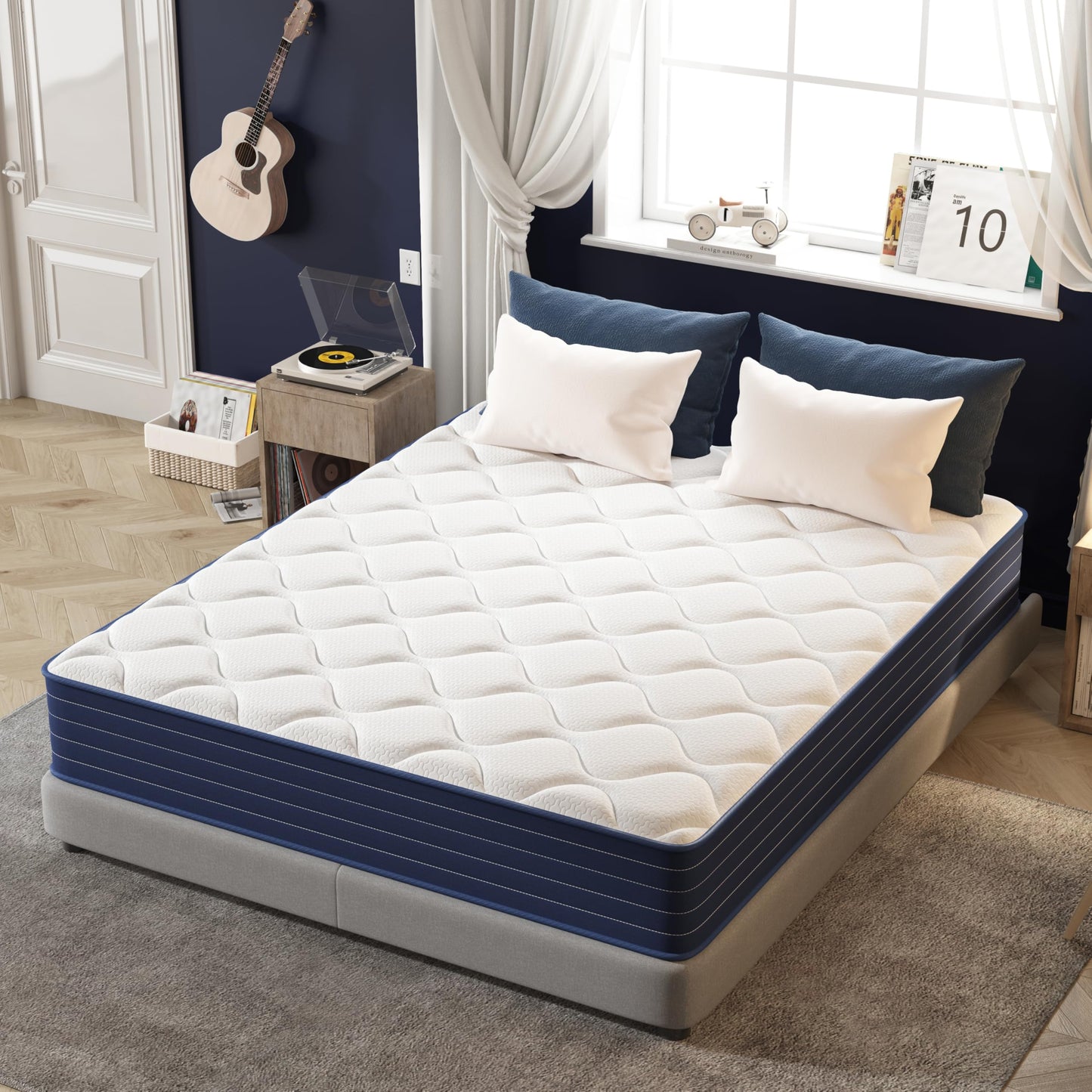 MOLPHIT Twin Mattress,12 Inch Twin Size Mattrress with 7-Zone Hybrid Twin Bed Mattresses,Pocket Sprung with Medium Firm for Body Support & Pressure Relief - 75 * 39in