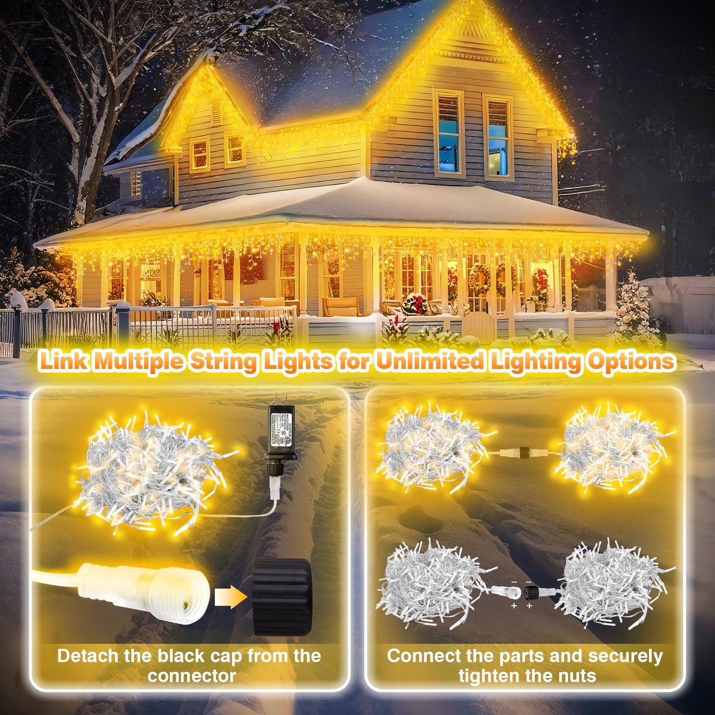 800 LED Icicle Lights Outdoor, Plug in 79ft Waterproof Christmas String Lights, 8 Modes 4 Adjust Brightness, Remote & Timer, Indoor & Outside Decoration for Party, Wedding, Garden, Window, Wall
