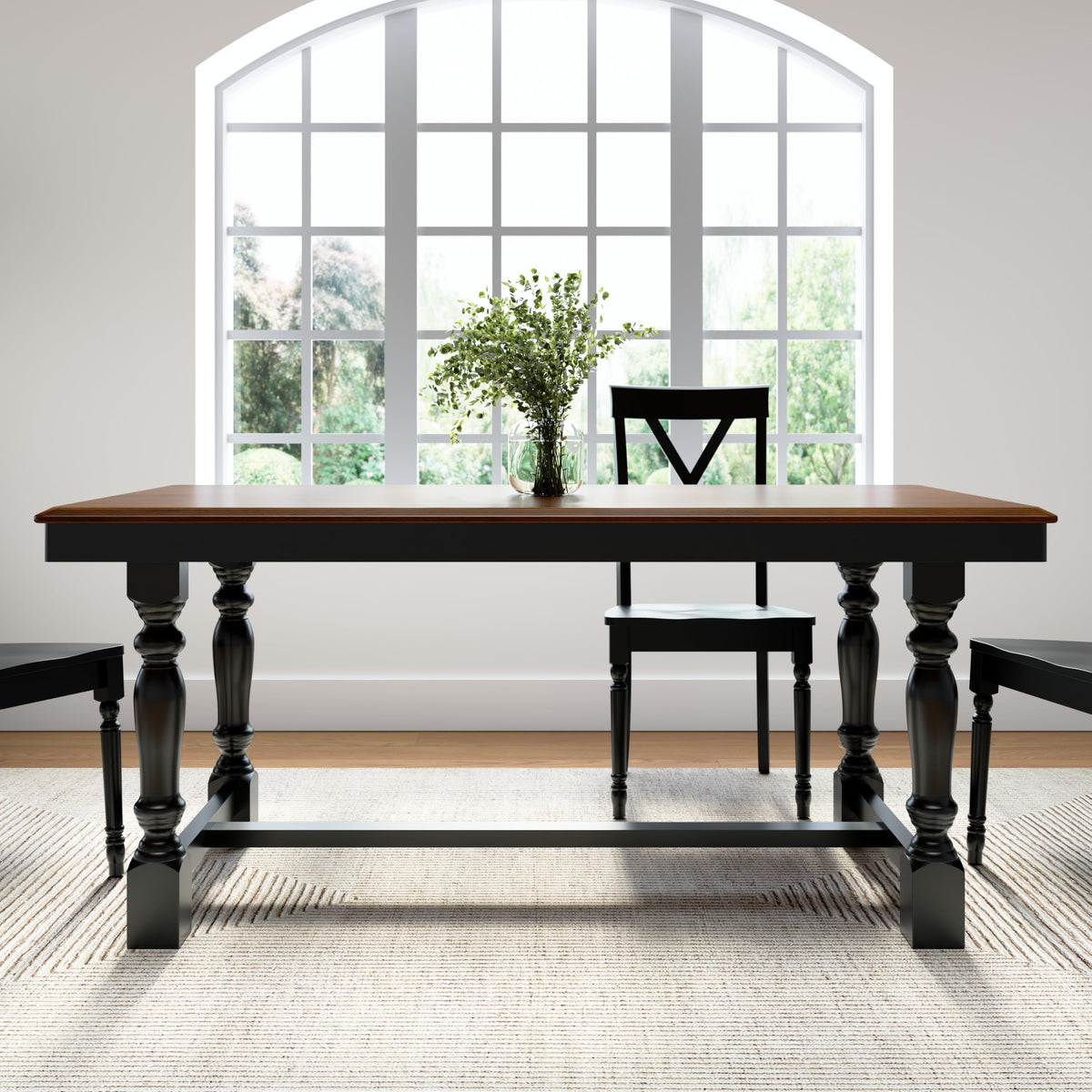 Bush Home 67-Inch Dining Table for 4-6 People, Squire Trestle Farmhouse Rectangular Wood Dining Room Table, Kitchen, Living Room, Sterling Dining Collection, Burnished Medium Brown and Black Paint