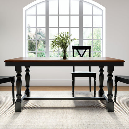 Bush Home 67-Inch Dining Table for 4-6 People, Squire Trestle Farmhouse Rectangular Wood Dining Room Table, Kitchen, Living Room, Sterling Dining Collection, Burnished Medium Brown and Black Paint