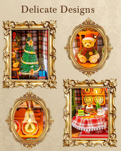 Rolife DIY Miniature House Kit, Mini Wooden Dollhouse Kit for Adults to Build, 3D Shadow Box Frame Home Wall Hanging Decor Diorama Kit, for Girls Women Teens-Christmas Eve Party