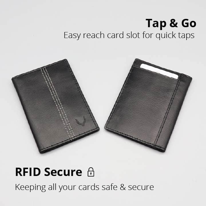 PELLE TORO Minifold Men's Leather Wallet with RFID Blocking Slim Contactless Handmade Minimalist Wallet in Gift Box for Men, Charcoal Grey/Caramel, Taille Unique
