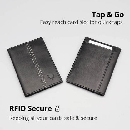 PELLE TORO Minifold Men's Leather Wallet with RFID Blocking Slim Contactless Handmade Minimalist Wallet in Gift Box for Men, Charcoal Grey/Caramel, Taille Unique