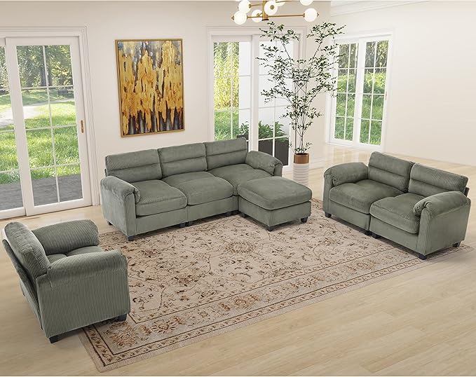 HAOMARKETS Corduroy Sofa Set, Upholstered Armchair