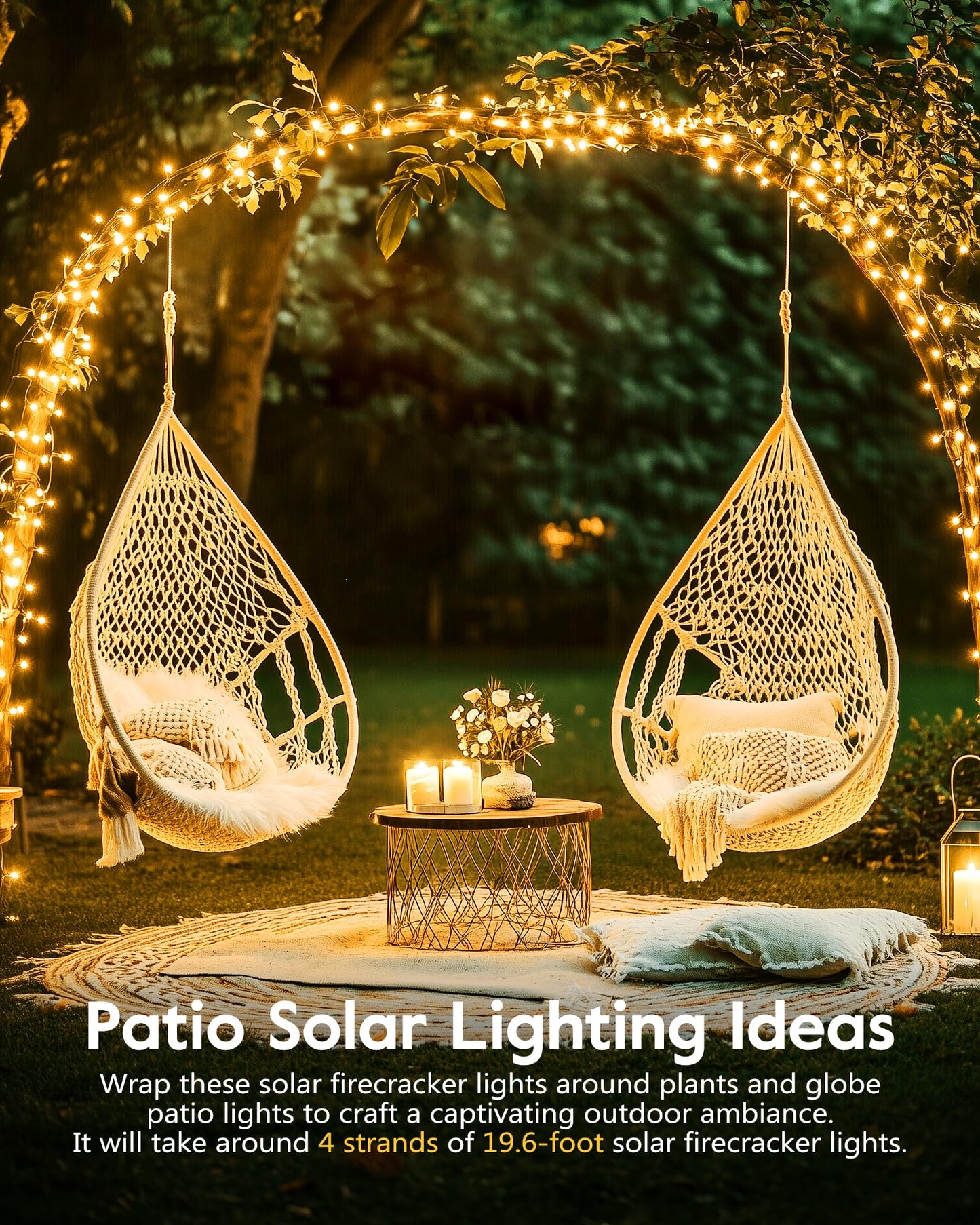 Brightown Outdoor Waterproof, 9.8Ft 120 LED String Lights, 8 Modes Firecracker Fairy Lights for Patio Balcony Wedding Christmas Decor (Warm White)