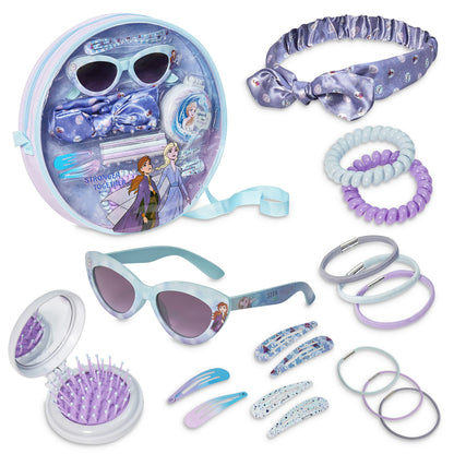 Disney Stitch Handbag for Kids Cute Shoulder Bag with UV400 Sunglasses Hair Clip Hairbands Hair Accessories for Girls Pretend Play Dress Up Stitch Gifts (Blue/Purple Frozen)