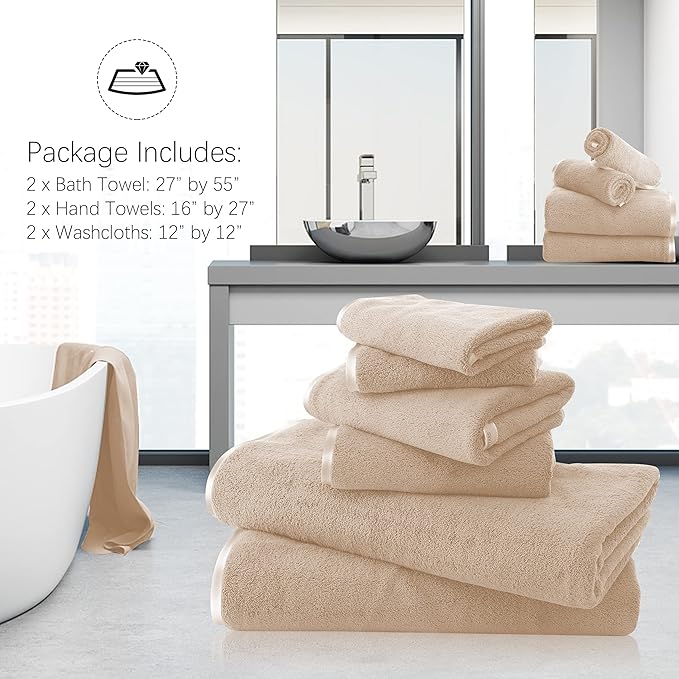 TENSTARS Luxury Silk Hemming Towel Set