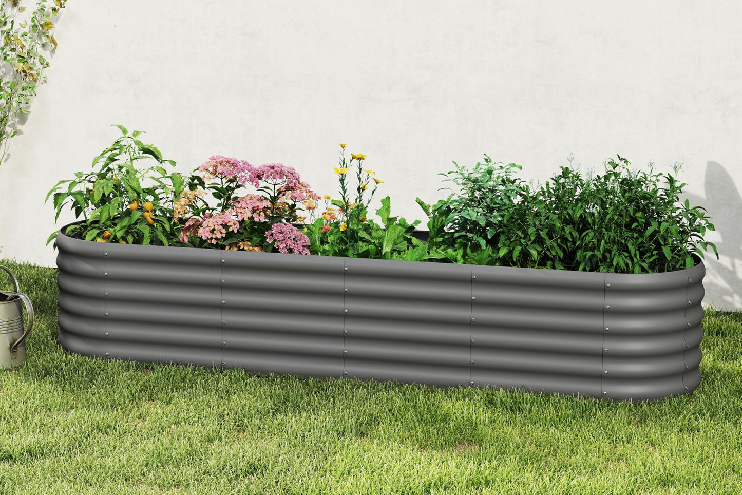 DDK Galvanized Raised Garden Bed, Outdoor Planter Bed, 8x2x1.5ft Metal Planter Box for Gardening and Planting,GD