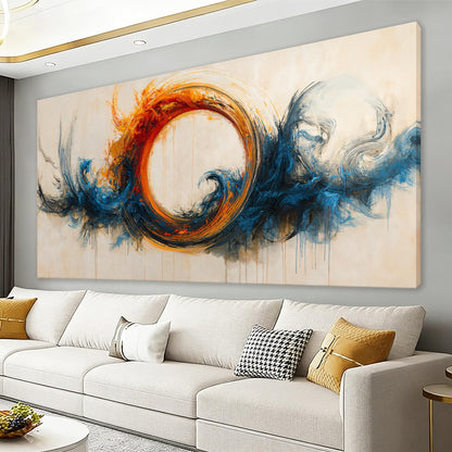 I@U Large Wall Art For Living Room Modern Abstract Wall Art Decor Ready To Hang Abstract Red Blue Circle Canvas Art Wall Decor For Bedroom Kitchen Dining Room Office Decoration 29x58 Inch