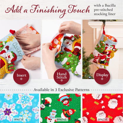 Bucilla Felt Applique 18" Stocking Making Kit, Holiday Cheer Santa, Perfect for DIY Arts and Crafts