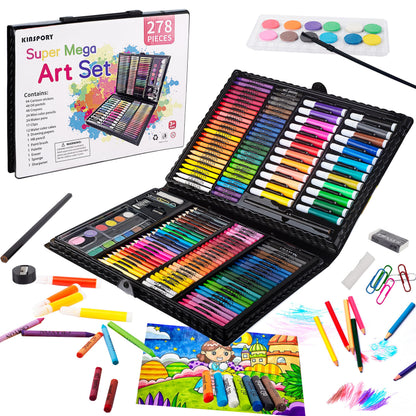 KINSPORY 278 PCS Art Set for Kids, Deluxe Coloring Drawing Art Supplies Case Gift for Teens Boys Girls 4 5 6 7 8 9 10 11 12