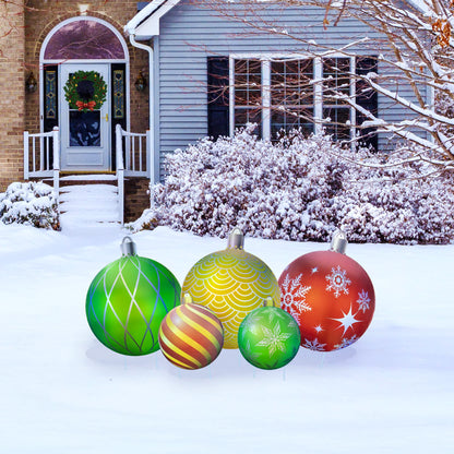 Outdoor Christmas Decoration Yard Signs | Double Sided Flat Print Christmas Ornaments Signs and Stakes Set for Hang or on Ground 5Pcs Three Large16" and Two Small 9" Per Set