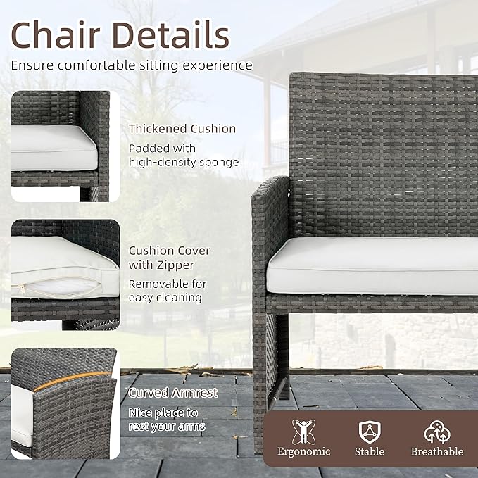 4 Piece Patio Ratten Set Outdoor Furniture Set Wicker Conversation Set
