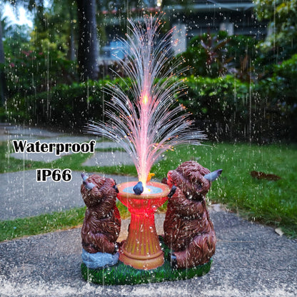 RCTTICUU Solar Highland Cow Garden Decor -Resin Highland Cows Figurines Lights and Colour Changing Optical Fiber with Solar LED Lights,Outdoor Statues Decoration for Patio Yard Lawn