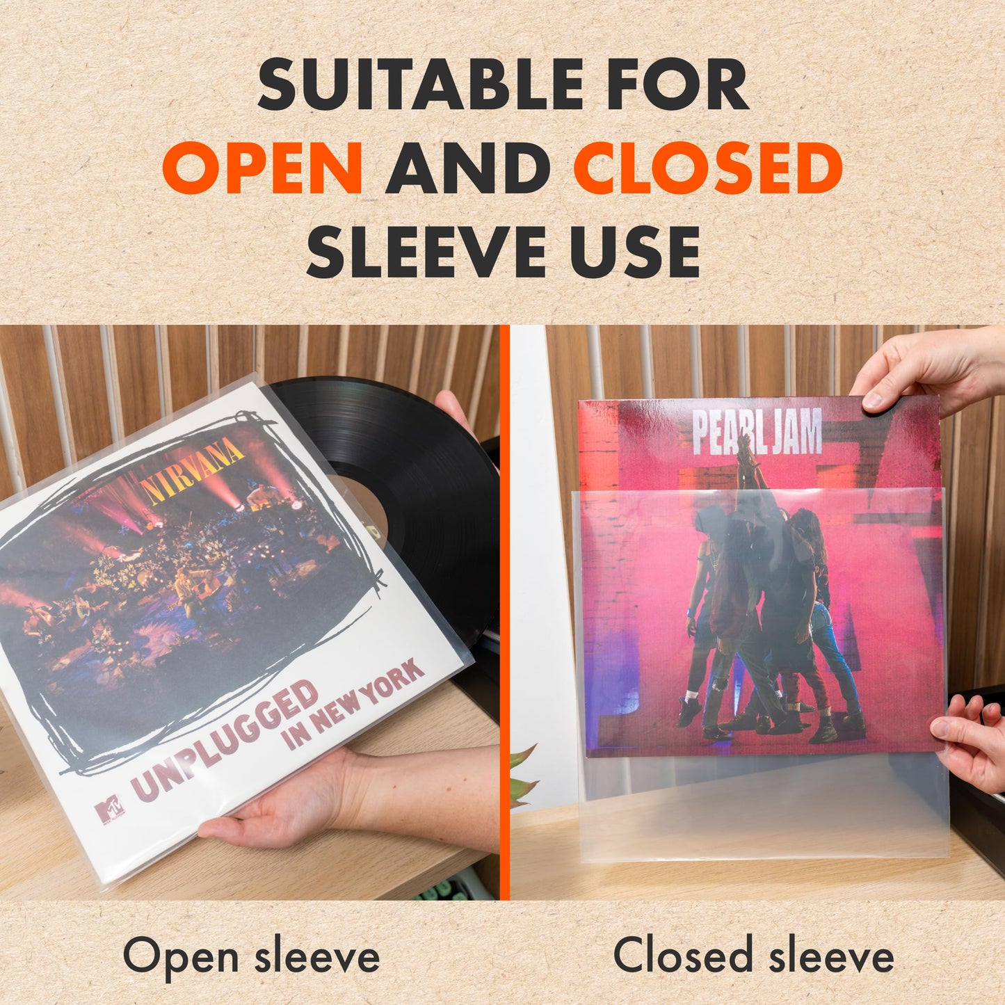 SPINCARE 50x 12 Inch UV Protection Frosted Outer Vinyl Record Sleeves Density Single & Double Album LP Protective Sleeve | Strong Polyethylene Archival Plastic Vinyl Record Storage Covers