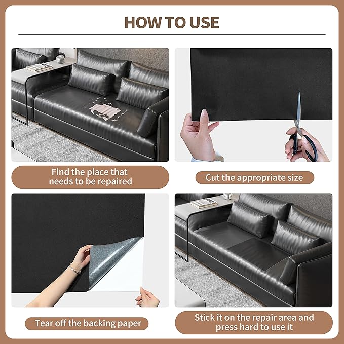 ONine Leather Repair Patch，Self-Adhesive Couch Patch，Multicolor Available