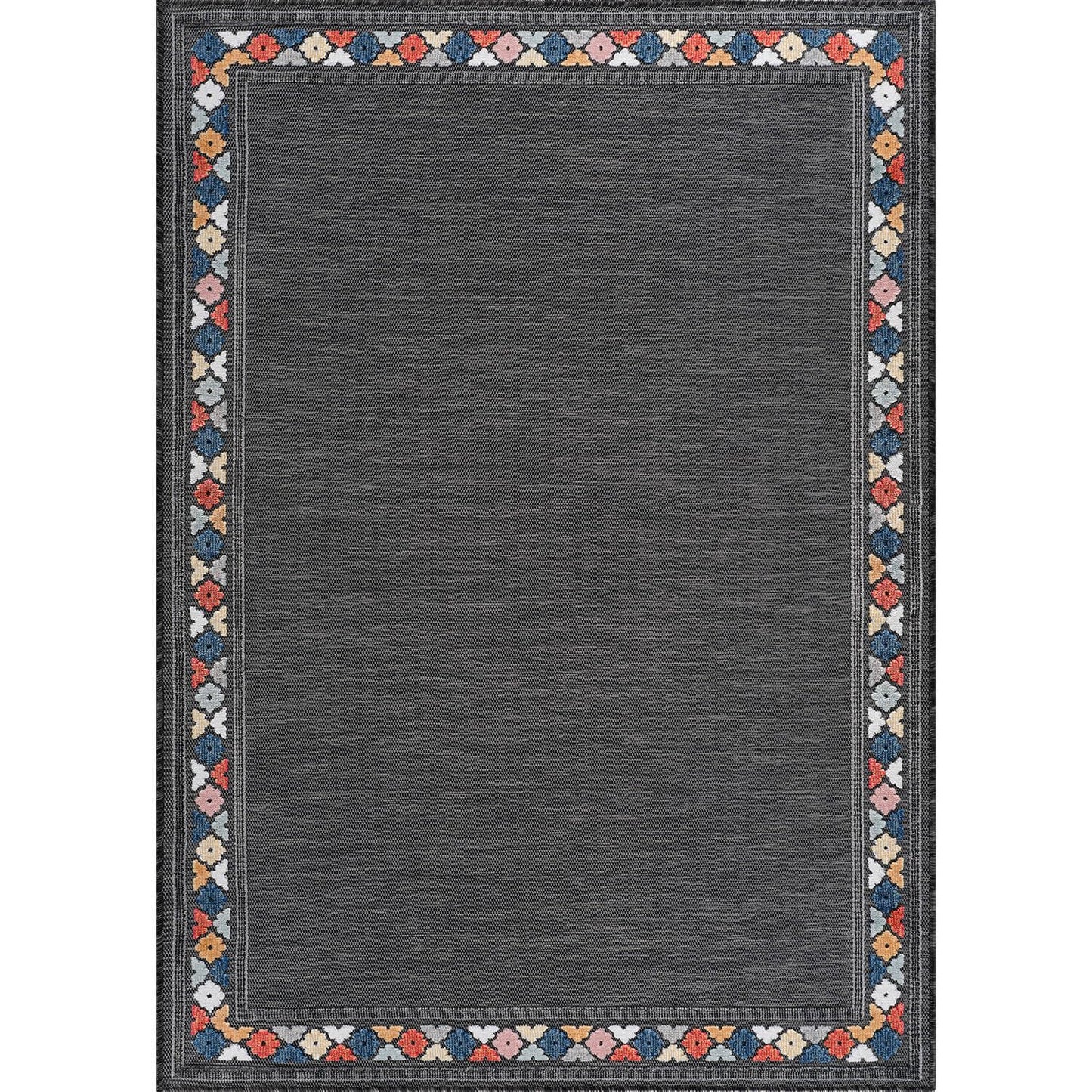 Beverly Rug Outdoor Rug 10x14 Modern Bordered Large Area Rugs for Indoor and Outdoor Patio Easy to Clean Non Shedding Living Room Porch Garden Washable Outside Carpet (10 x 14 Dark Gray)