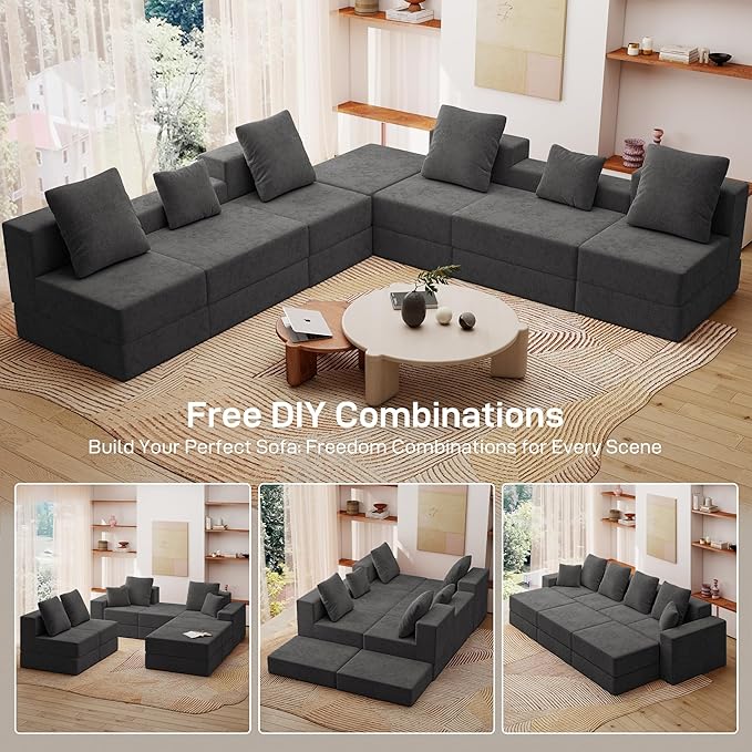 Living&Giving 128" U-Shaped Cloud Sectional Couch