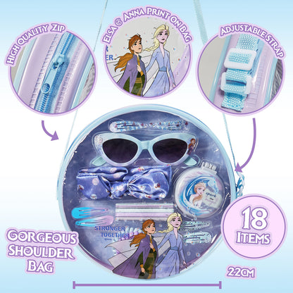 Disney Stitch Handbag for Kids Cute Shoulder Bag with UV400 Sunglasses Hair Clip Hairbands Hair Accessories for Girls Pretend Play Dress Up Stitch Gifts (Blue/Purple Frozen)