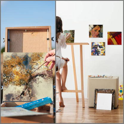 Belle Vous 24 Pack Blank Canvas - 18 x 18cm (7 x 7 inches) - Pre Stretched Canvas Panel Boards - Suitable for Acrylic and Oil Painting Also for Sketching and Drawing