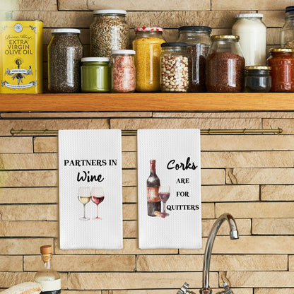 Qpenm Funny Wine Kitchen Towel Set, Decor Gifts for Women & Wine Lovers, Funny Tea Towels, 2 x 16x24 Inch
