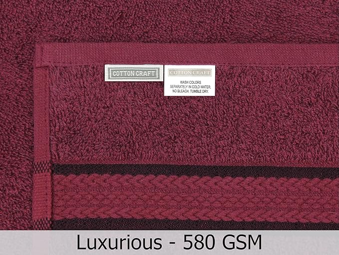 Cotton Craft Ultra Soft 4 Pack Oversized Extra Large Bath Towels 30x54 Burgundy