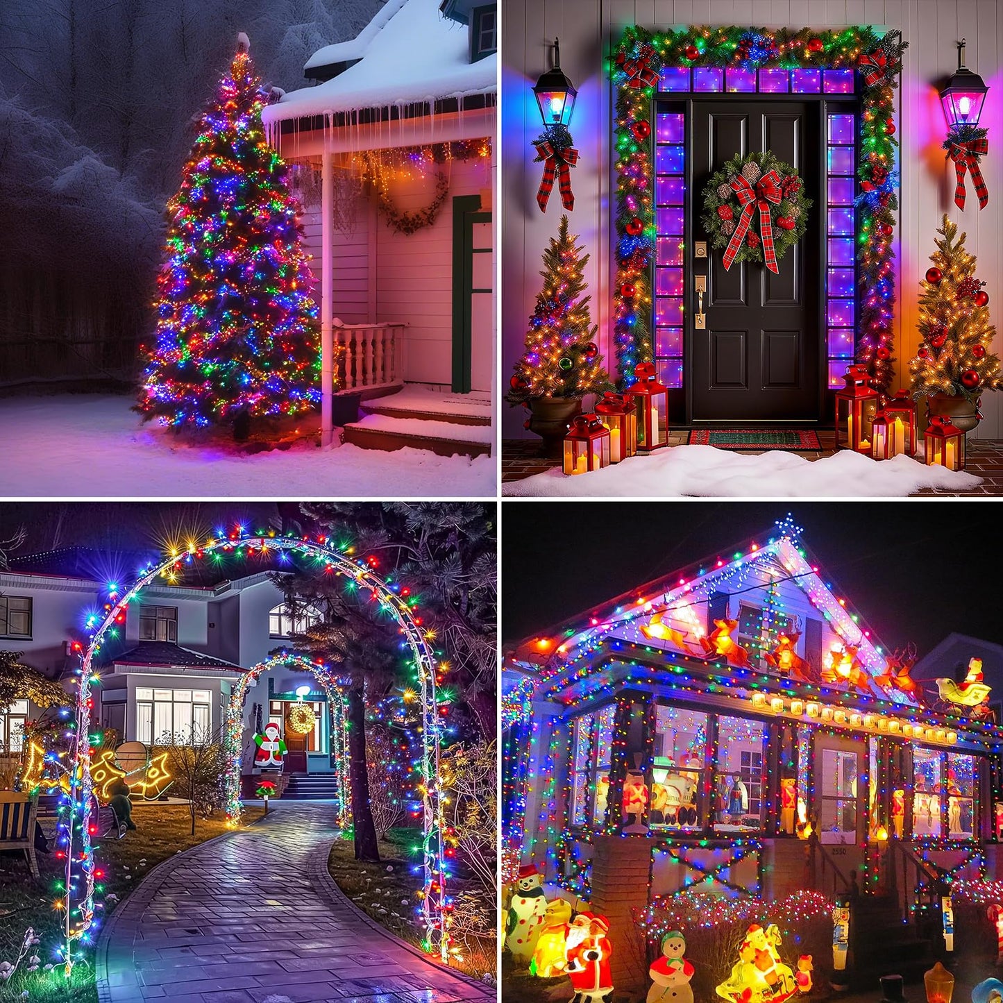 Christmas Cluster Lights Plug-in -52FT 800 LED Firecrackers String Lights,8 Modes Timer Waterproof Twinkle Fairy Lights for Christmas Tree Garland Party(Multicolor)