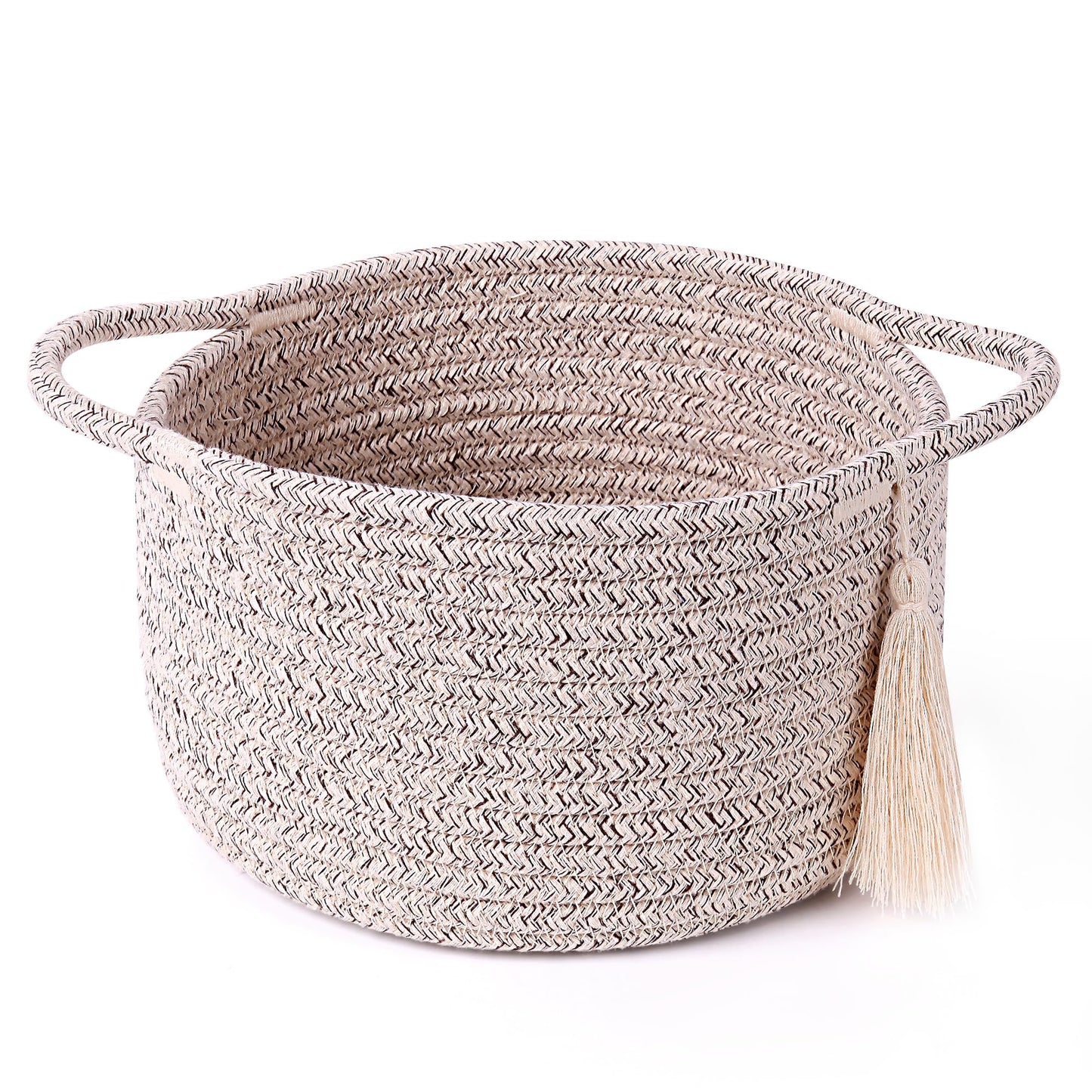 SweetMemo Small Gift Basket Empty Set of 2 - Little Cute Woven Rope Organizer Bins for Baby Shower Gifting, Makeup, Bathroom, Desk, Decorative Vanity - Pre-Shaped, Brown