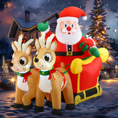 Joiedomi 6 FT Long Christmas Inflatable Santa on Sleigh with 2 Reindeer, Inflatable Christmas Yard Decorations with Build-in LED, Blow Up Xmas Decorations Outdoor for Party Yard Garden Lawn Décor