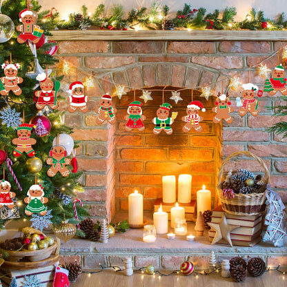 Frienda 48 Set Christmas Gingerbread Craft Kit Make a Gingerbread Man Ornament Stickers Bulk DIY Arts and Crafts for Xmas Tree Decoration Fun Christmas Party Favors Home Game Activities