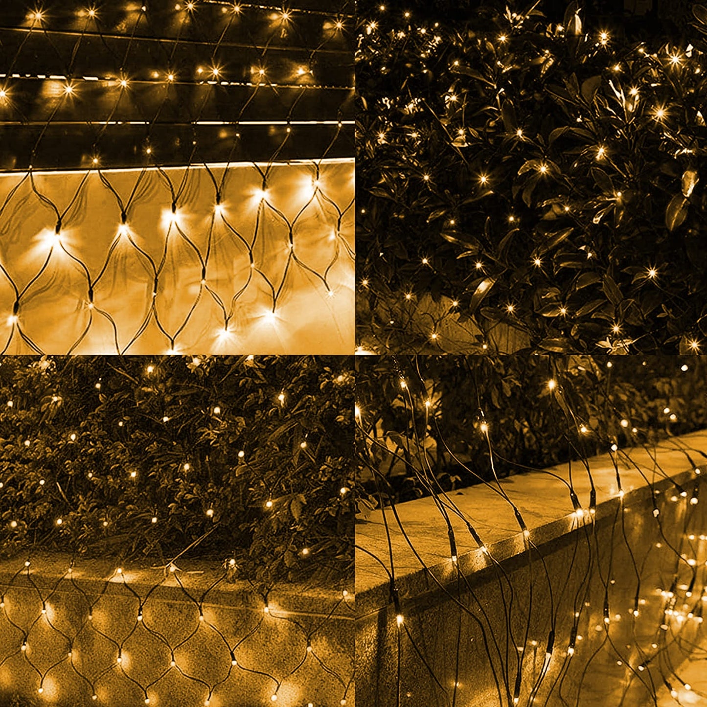 Dazzle Bright Christmas 200 LED Net Lights, 9.8FT x 6.6FT Green Wire Connectable Mesh Lights with 8 Modes, Christmas String Lights for Xmas Indoor Outdoor Garden Party Decorations (Warm White)