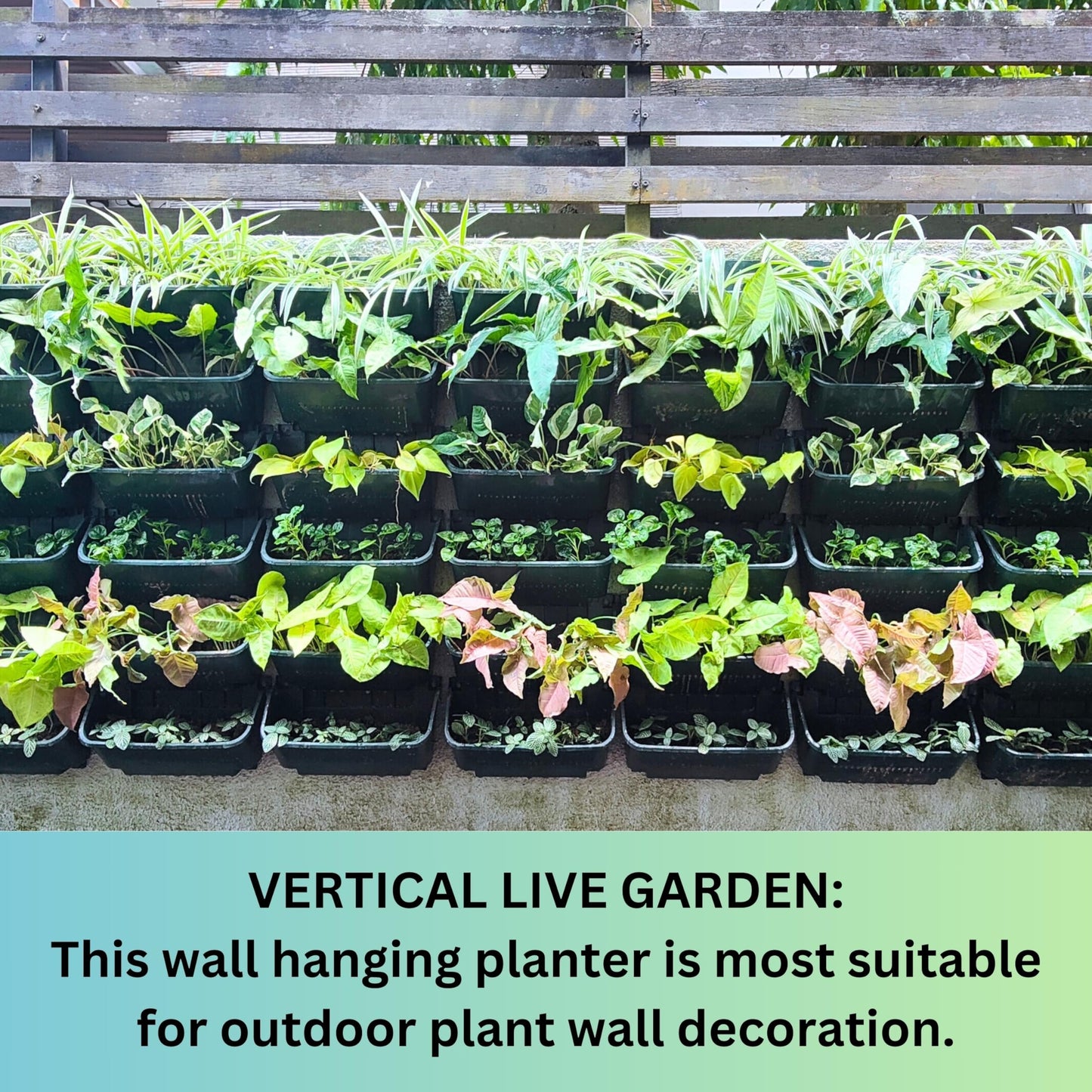 Maxona Vertical Garden Planter - 4 Pack, 13 inch Wall Mounted Planter for Patio Outdoor Decor, Home Green Plastic Pot Balcony Plant Vegetable Fruit Herb Hanging Pocket Holder Flowerpot