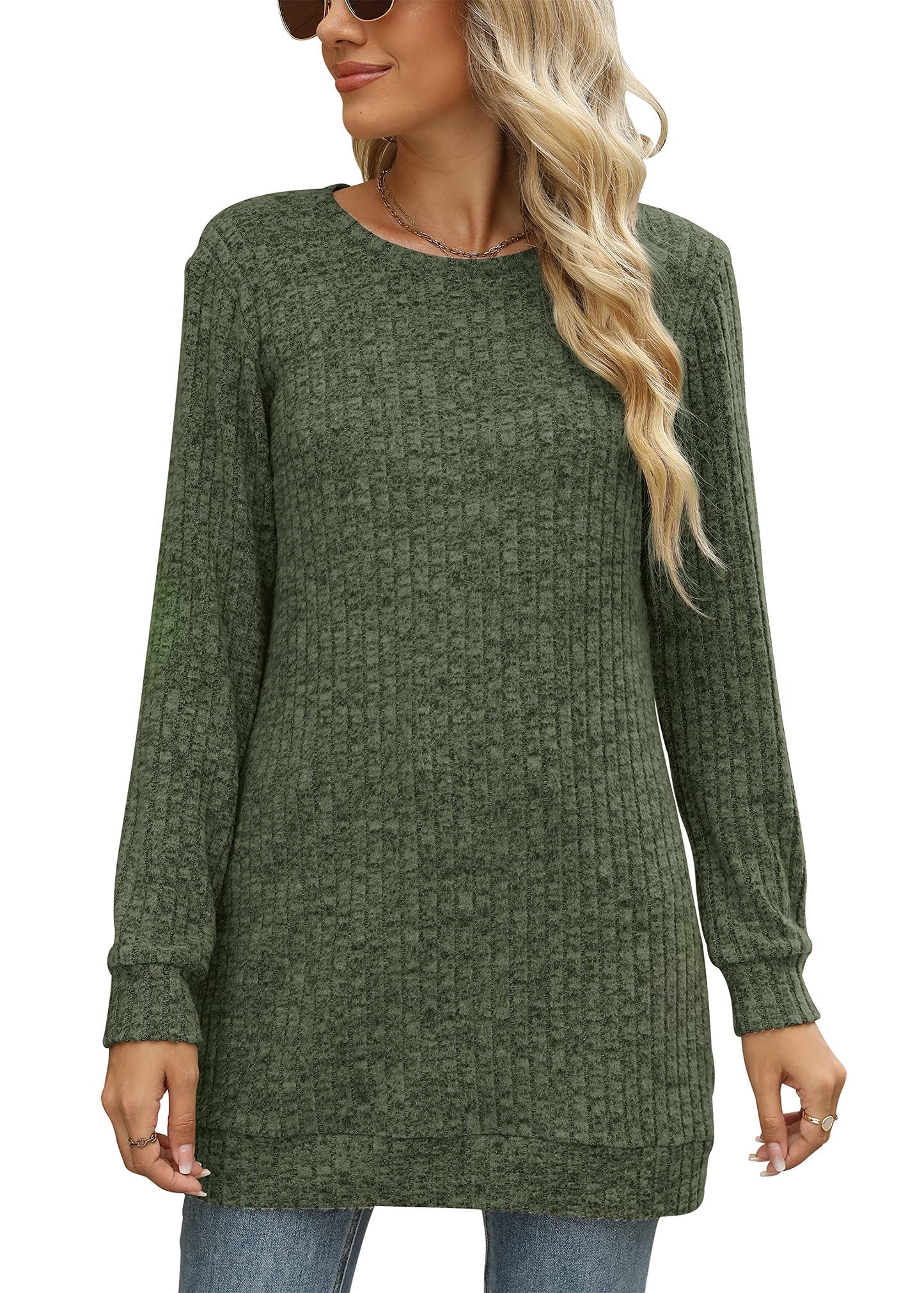 Sweaters for Women Long Sleeve Crewneck Sweatshirt Loose Casual Tunic Tops