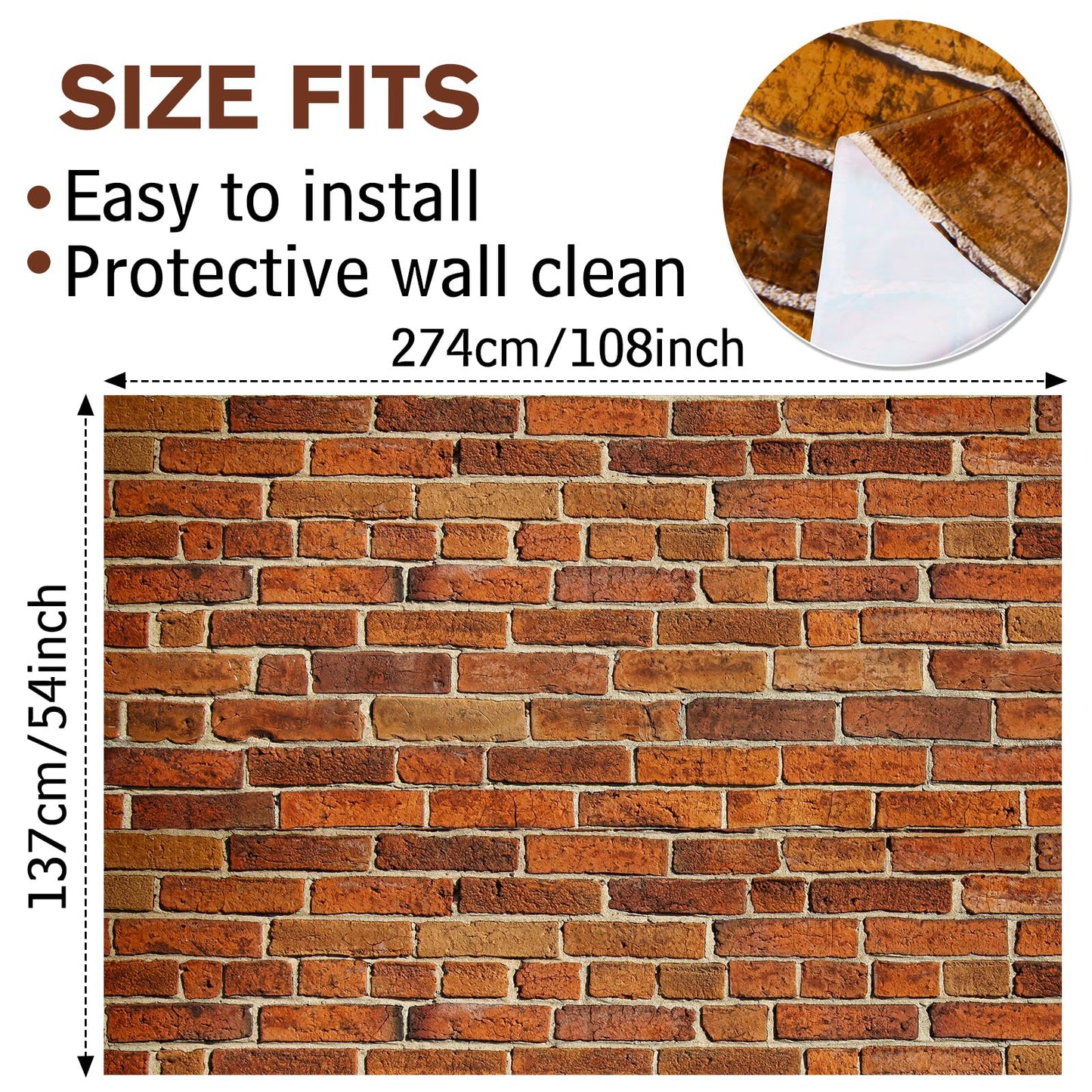 Chuangdi Brick Stone Wall Stone Wall Scene Setter Brick Sheet Wallpaper Curtains Door Removable Tablecloth Photo for Halloween Christmas Party and Home Decor(Retro Red,6 Pcs)