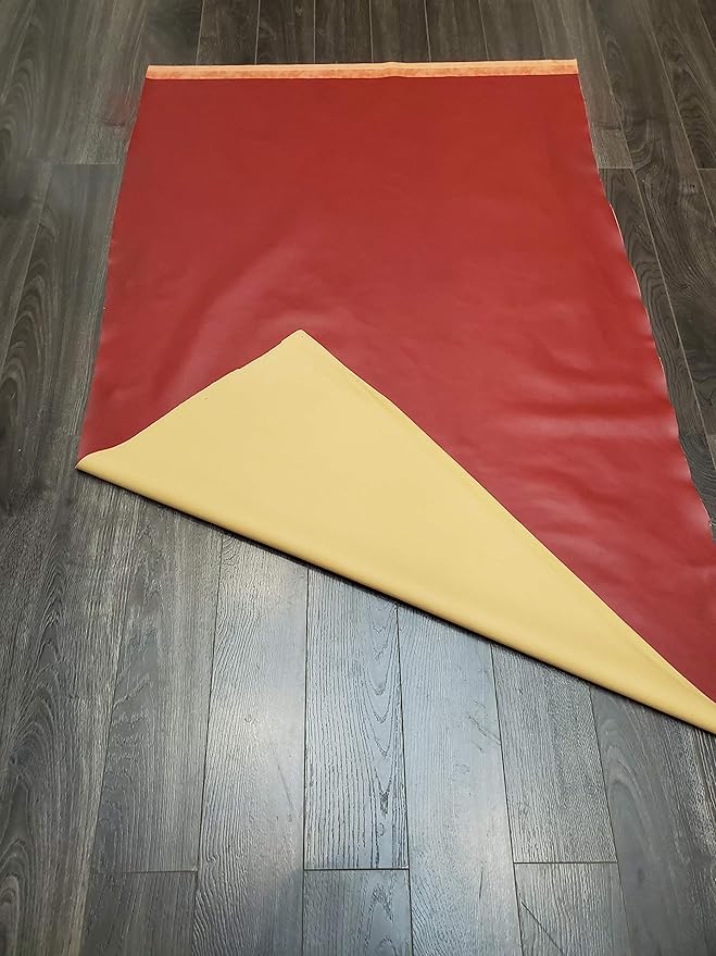 NAT Leathers | Burgundy Faux Smooth Leather Fabric PU by The Yard Synthetic