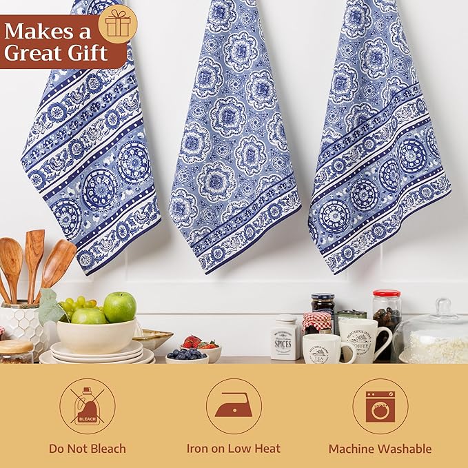 Maison d' Hermine Kitchen Towels Set of 3 100% Cotton 27.50" x 20" Reusable