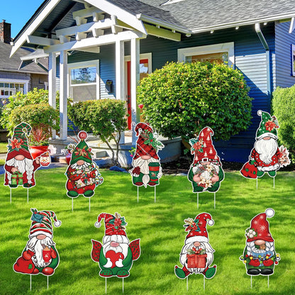 Huwena 16 Pcs Christmas Gnome Yard Signs Christmas Gnome Props Yard Stakes Xmas Gnome Yard Decor Outdoor Lawn Decorations for Home Yard Garden Lawn Patio Walkway Winter Holiday Party Gifts