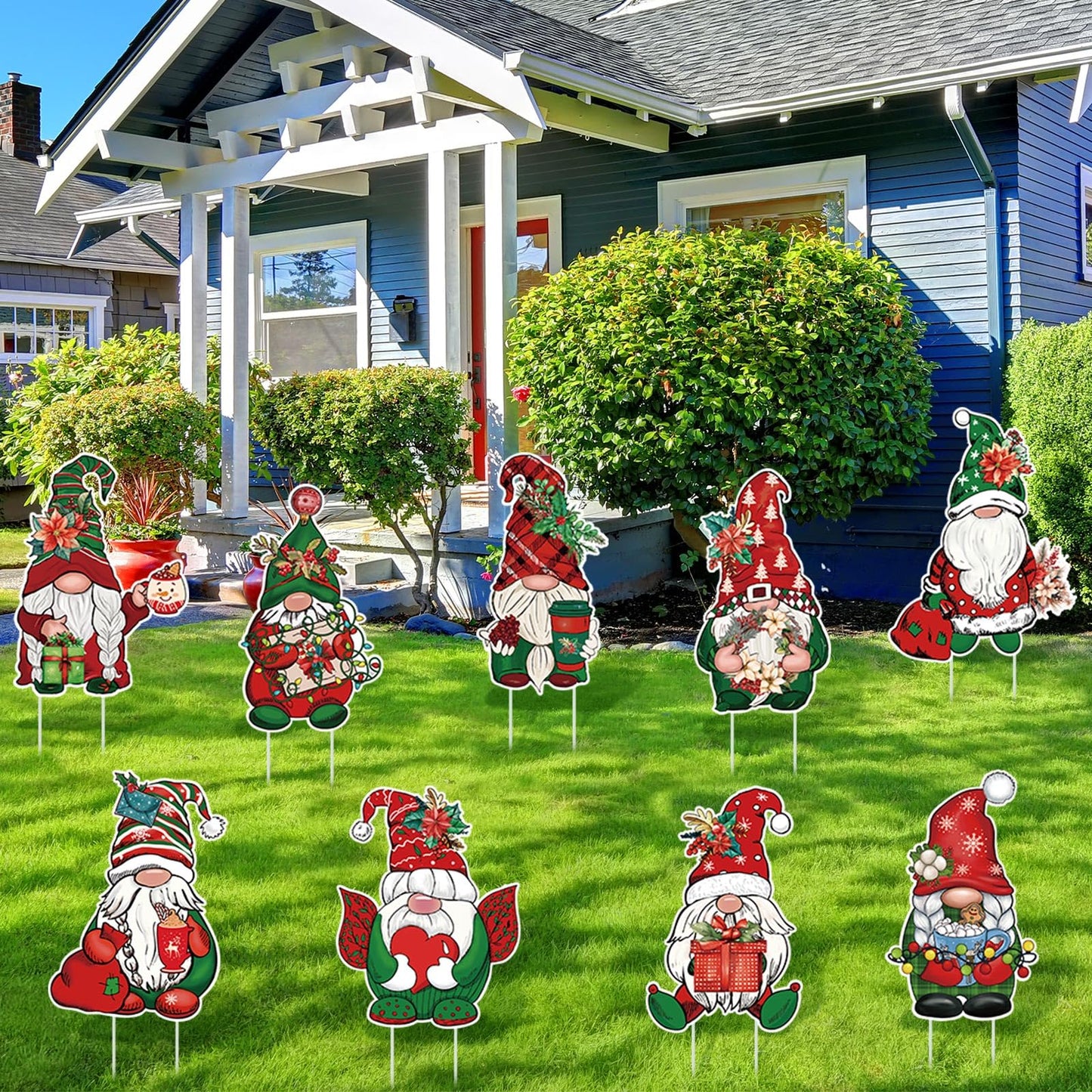 Huwena 16 Pcs Christmas Gnome Yard Signs Christmas Gnome Props Yard Stakes Xmas Gnome Yard Decor Outdoor Lawn Decorations for Home Yard Garden Lawn Patio Walkway Winter Holiday Party Gifts